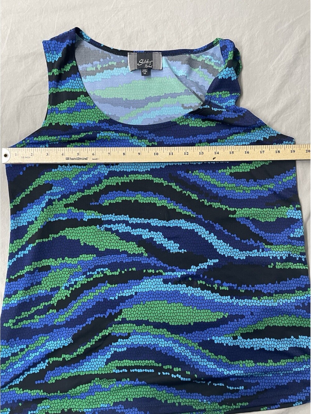 Slinky Brand Blue Scoop Neck Tank Top Blouse Size M Made in USA - Picture 3 of 4